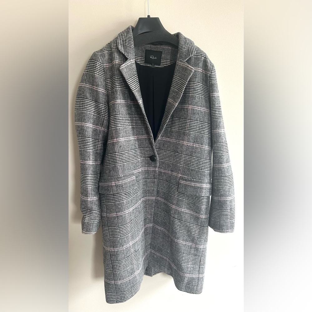 Rails Black, Pink, Gray Plaid Pea Coat